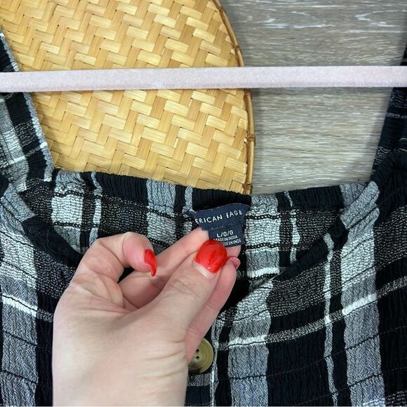 American eagle smocked balloon sleeve button front top - Picture 3 of 7